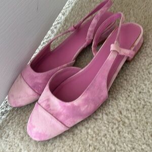Pink tie dye flat sling backs size 7.5